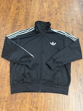 adidas Originals Women’s Black Track Jacket with White Stripes and Trefoil